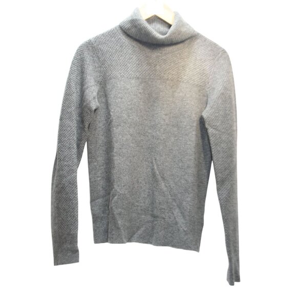 Nicole Miller Sweaters - Nicole Miller 100% Cashmere Gray Turtleneck Sweater Waffle Knit Womens S Luxe